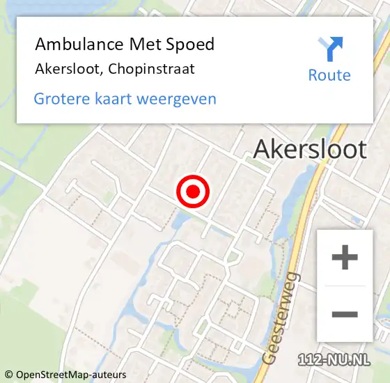 Locatie op kaart van de 112 melding: Ambulance Met Spoed Naar Akersloot, Chopinstraat op 14 mei 2022 06:48