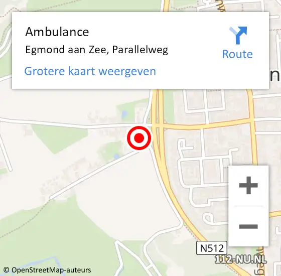 Locatie op kaart van de 112 melding: Ambulance Egmond aan Zee, Parallelweg op 14 mei 2022 10:20