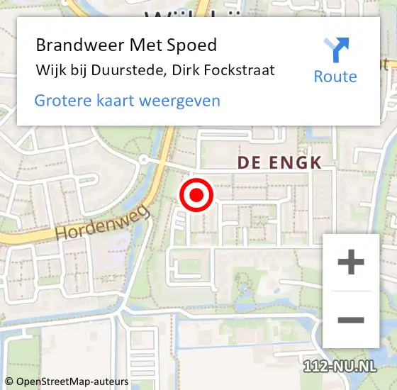 Locatie op kaart van de 112 melding: Brandweer Met Spoed Naar Wijk bij Duurstede, Dirk Fockstraat op 14 mei 2022 10:23