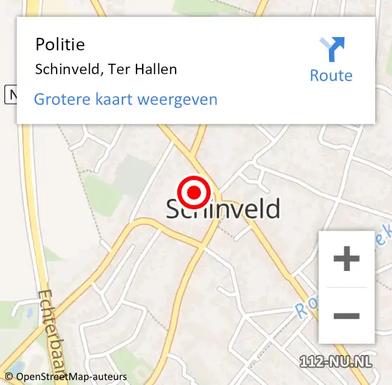 Locatie op kaart van de 112 melding: Politie Schinveld, Ter Hallen op 14 mei 2022 11:00