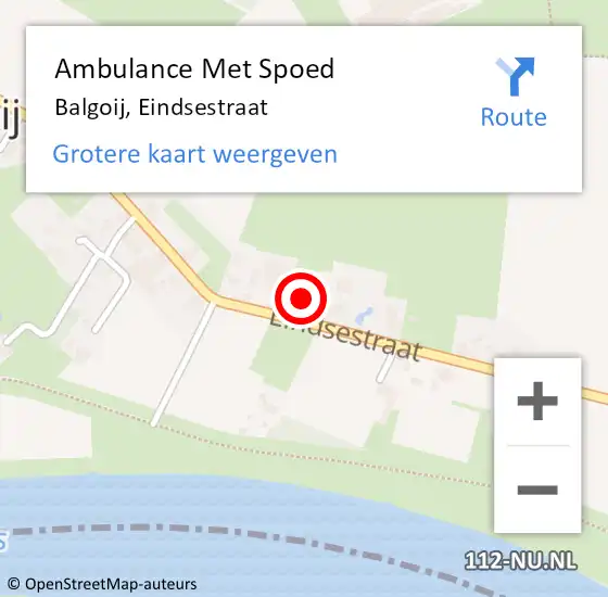 Locatie op kaart van de 112 melding: Ambulance Met Spoed Naar Balgoij, Eindsestraat op 14 mei 2022 11:07