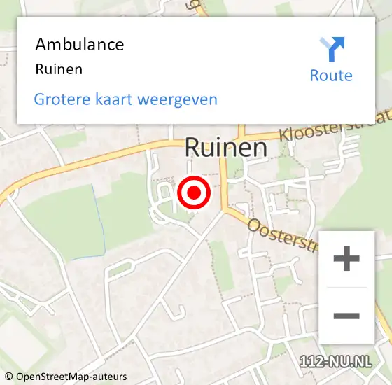 Locatie op kaart van de 112 melding: Ambulance Ruinen op 14 mei 2022 11:49