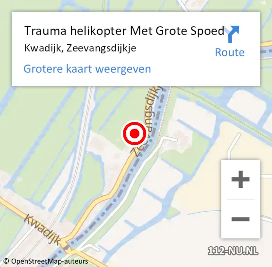 Locatie op kaart van de 112 melding: Trauma helikopter Met Grote Spoed Naar Kwadijk, Zeevangsdijkje op 14 mei 2022 12:52