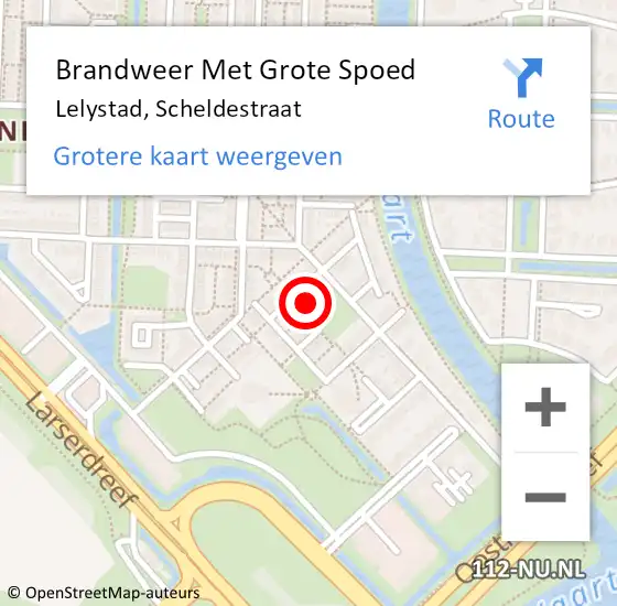 Locatie op kaart van de 112 melding: Brandweer Met Grote Spoed Naar Lelystad, Scheldestraat op 14 mei 2022 12:59