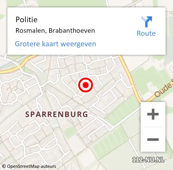 Locatie op kaart van de 112 melding: Politie Rosmalen, Brabanthoeven op 14 mei 2022 14:20