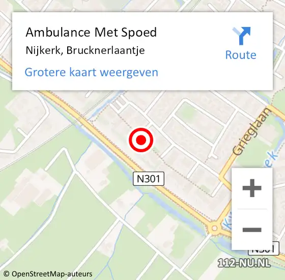 Locatie op kaart van de 112 melding: Ambulance Met Spoed Naar Nijkerk, Brucknerlaantje op 14 mei 2022 14:25