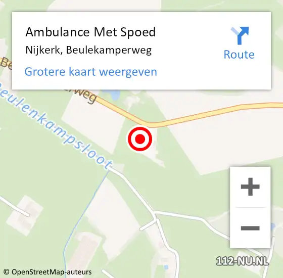 Locatie op kaart van de 112 melding: Ambulance Met Spoed Naar Nijkerk, Beulekamperweg op 14 mei 2022 14:27