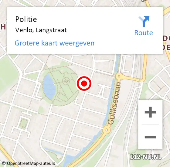 Locatie op kaart van de 112 melding: Politie Venlo, Langstraat op 14 mei 2022 15:07
