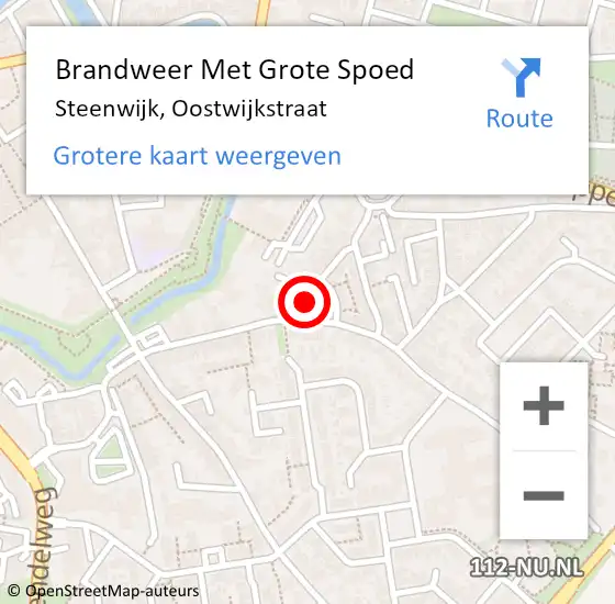 Locatie op kaart van de 112 melding: Brandweer Met Grote Spoed Naar Steenwijk, Oostwijkstraat op 14 mei 2022 15:54