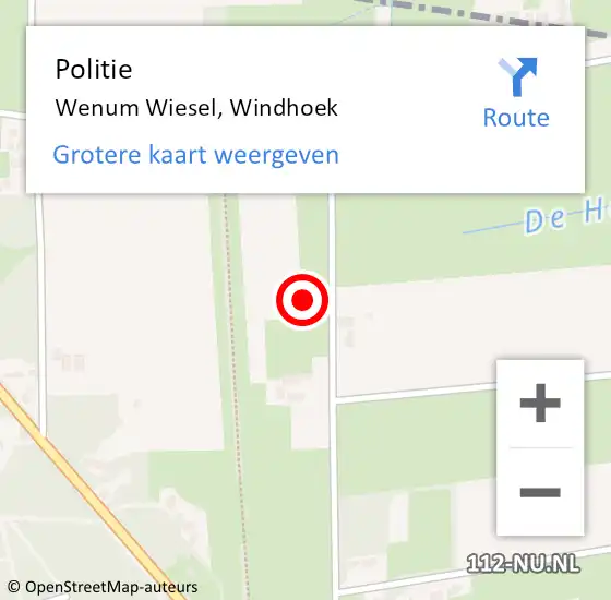 Locatie op kaart van de 112 melding: Politie Wenum Wiesel, Windhoek op 14 mei 2022 16:39