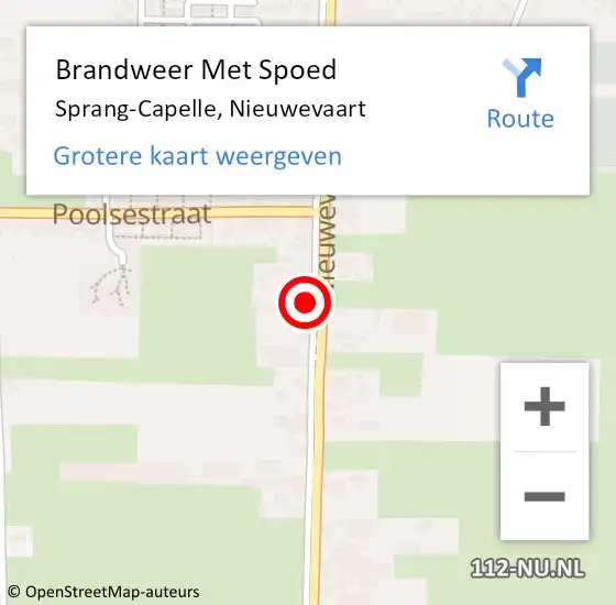 Locatie op kaart van de 112 melding: Brandweer Met Spoed Naar Sprang-Capelle, Nieuwevaart op 14 mei 2022 17:35