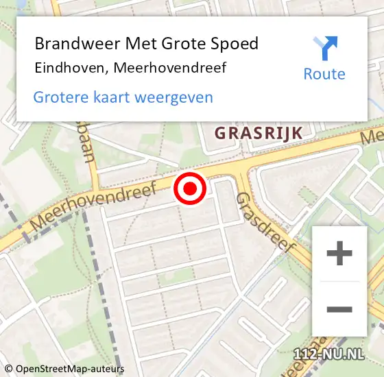 Locatie op kaart van de 112 melding: Brandweer Met Grote Spoed Naar Eindhoven, Meerhovendreef op 14 mei 2022 18:49