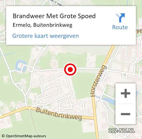 Locatie op kaart van de 112 melding: Brandweer Met Grote Spoed Naar Ermelo, Buitenbrinkweg op 14 mei 2022 19:22
