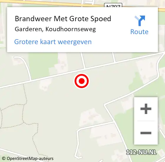 Locatie op kaart van de 112 melding: Brandweer Met Grote Spoed Naar Garderen, Koudhoornseweg op 14 mei 2022 20:34