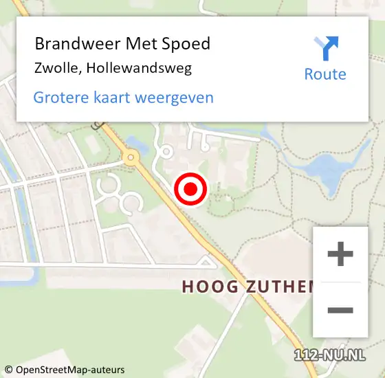 Locatie op kaart van de 112 melding: Brandweer Met Spoed Naar Zwolle, Hollewandsweg op 14 mei 2022 22:44