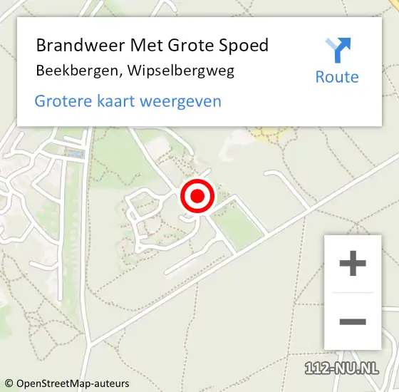 Locatie op kaart van de 112 melding: Brandweer Met Grote Spoed Naar Beekbergen, Wipselbergweg op 14 mei 2022 22:47