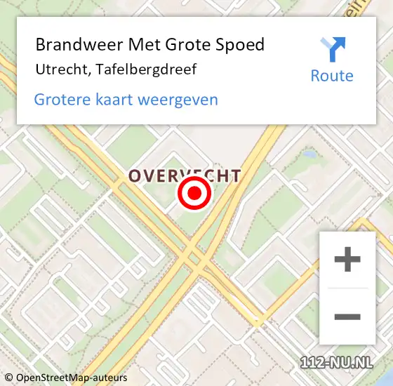 Locatie op kaart van de 112 melding: Brandweer Met Grote Spoed Naar Utrecht, Tafelbergdreef op 15 mei 2022 00:10