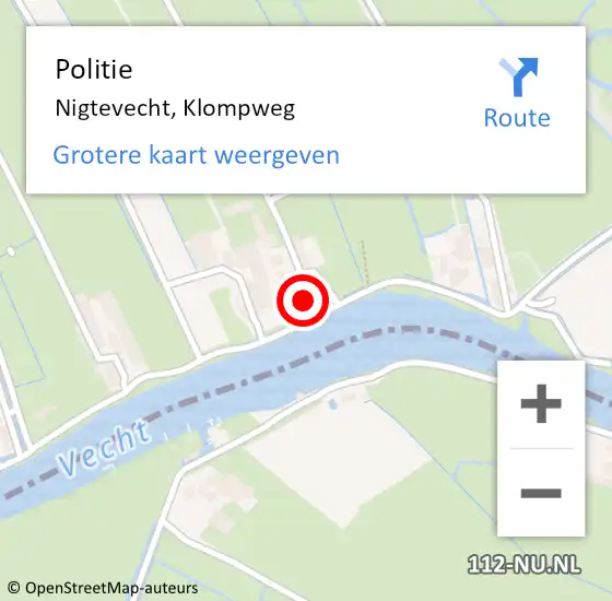 Locatie op kaart van de 112 melding: Politie Nigtevecht, Klompweg op 15 mei 2022 00:32