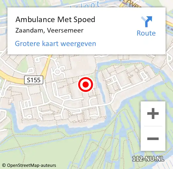 Locatie op kaart van de 112 melding: Ambulance Met Spoed Naar Zaandam, Veersemeer op 15 mei 2022 01:38