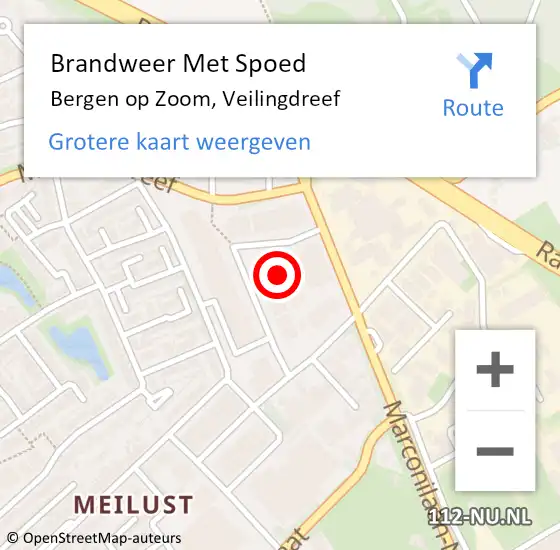 Locatie op kaart van de 112 melding: Brandweer Met Spoed Naar Bergen op Zoom, Veilingdreef op 15 mei 2022 03:22
