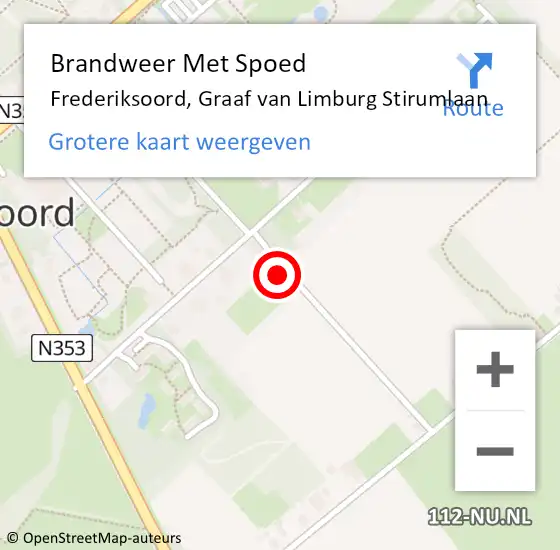 Locatie op kaart van de 112 melding: Brandweer Met Spoed Naar Frederiksoord, Graaf van Limburg Stirumlaan op 15 mei 2022 09:04