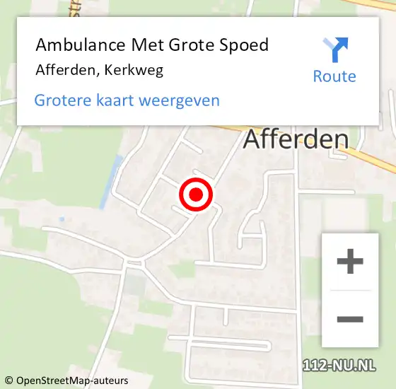 Locatie op kaart van de 112 melding: Ambulance Met Grote Spoed Naar Afferden, Kerkweg op 15 mei 2022 11:17