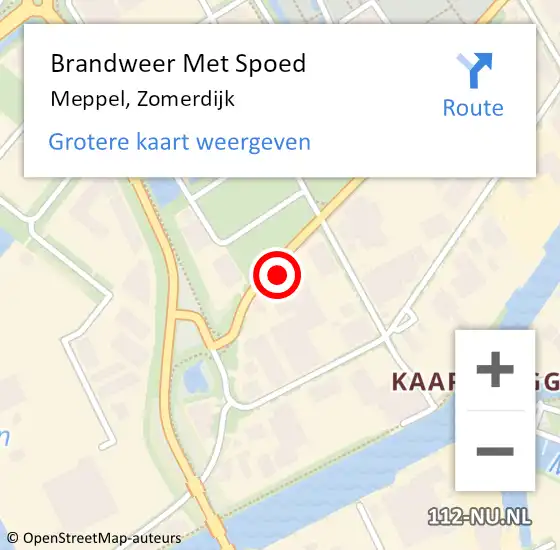 Locatie op kaart van de 112 melding: Brandweer Met Spoed Naar Meppel, Zomerdijk op 15 mei 2022 12:25
