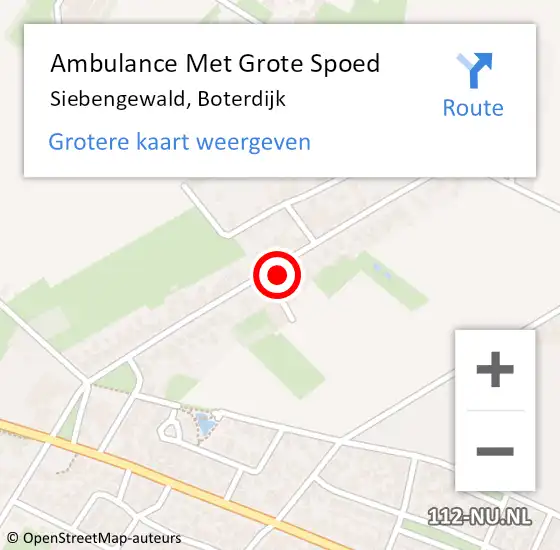 Locatie op kaart van de 112 melding: Ambulance Met Grote Spoed Naar Siebengewald, Boterdijk op 15 mei 2022 13:08