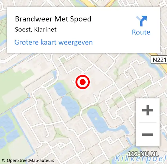 Locatie op kaart van de 112 melding: Brandweer Met Spoed Naar Soest, Klarinet op 15 mei 2022 14:08