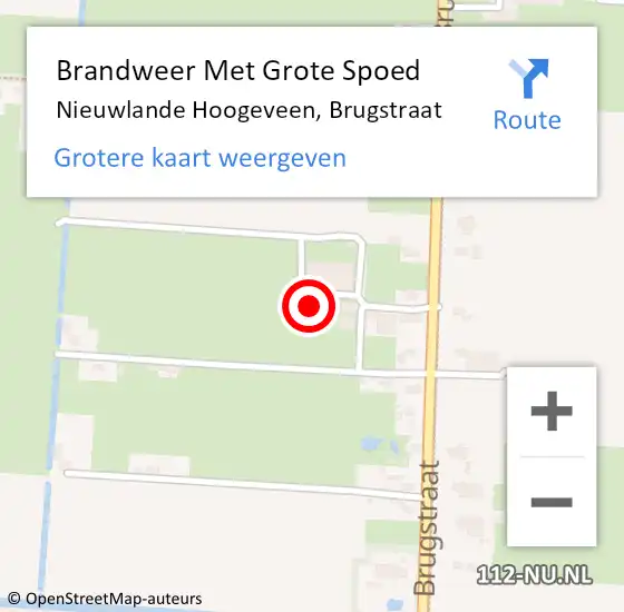 Locatie op kaart van de 112 melding: Brandweer Met Grote Spoed Naar Nieuwlande Hoogeveen, Brugstraat op 15 mei 2022 14:52