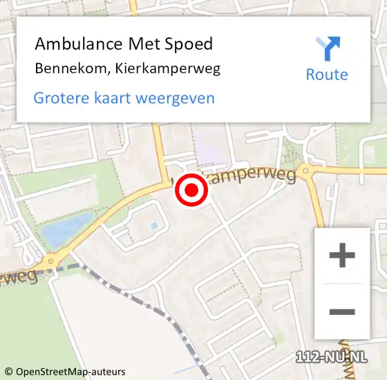 Locatie op kaart van de 112 melding: Ambulance Met Spoed Naar Bennekom, Kierkamperweg op 15 mei 2022 16:51