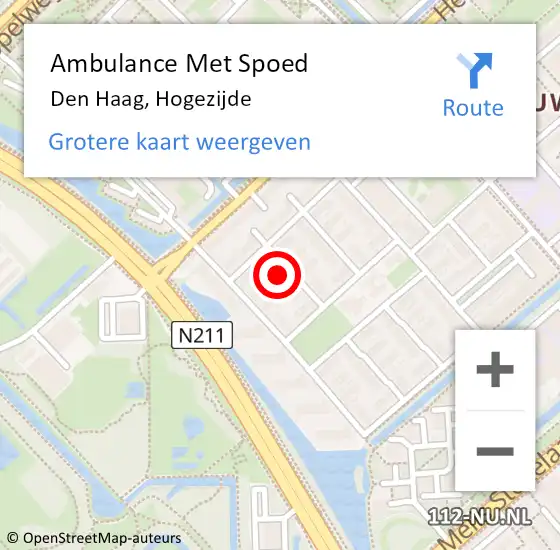 Locatie op kaart van de 112 melding: Ambulance Met Spoed Naar Den Haag, Hogezijde op 15 mei 2022 21:41