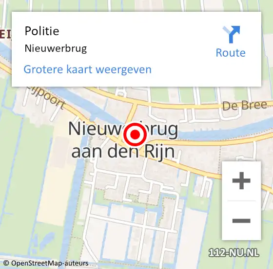 Locatie op kaart van de 112 melding: Politie Nieuwerbrug op 15 mei 2022 23:45