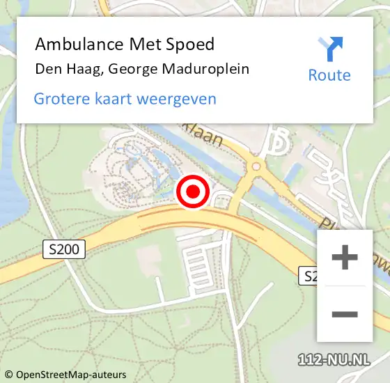 Locatie op kaart van de 112 melding: Ambulance Met Spoed Naar Den Haag, George Maduroplein op 16 mei 2022 00:25