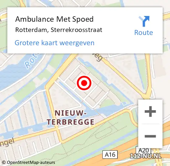 Locatie op kaart van de 112 melding: Ambulance Met Spoed Naar Rotterdam, Sterrekroosstraat op 16 mei 2022 01:51