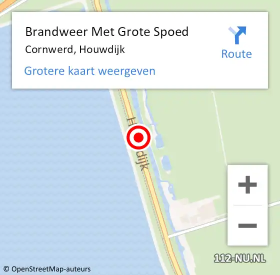 Locatie op kaart van de 112 melding: Brandweer Met Grote Spoed Naar Cornwerd, Houwdijk op 16 mei 2022 07:04
