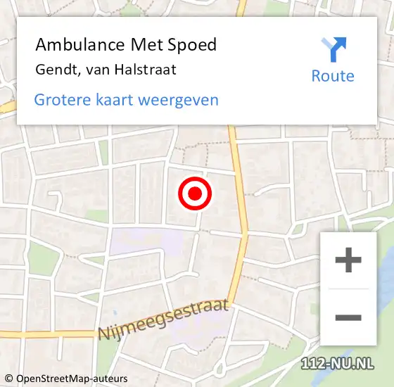 Locatie op kaart van de 112 melding: Ambulance Met Spoed Naar Gendt, van Halstraat op 16 mei 2022 08:22