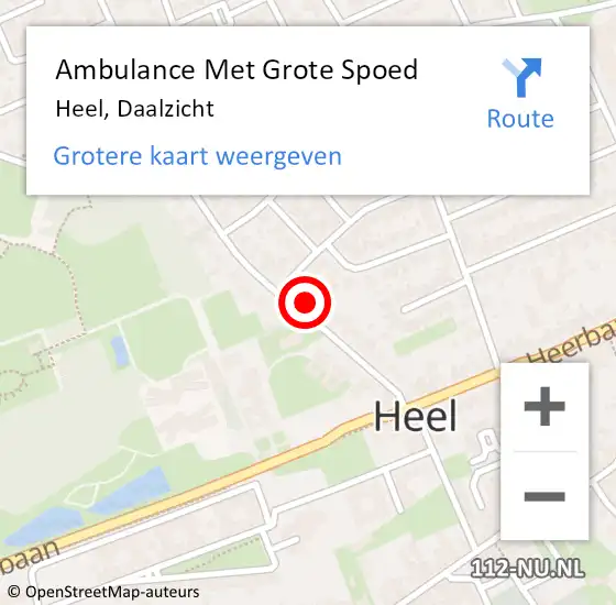 Locatie op kaart van de 112 melding: Ambulance Met Grote Spoed Naar Heel, Daalzicht op 16 mei 2022 09:50