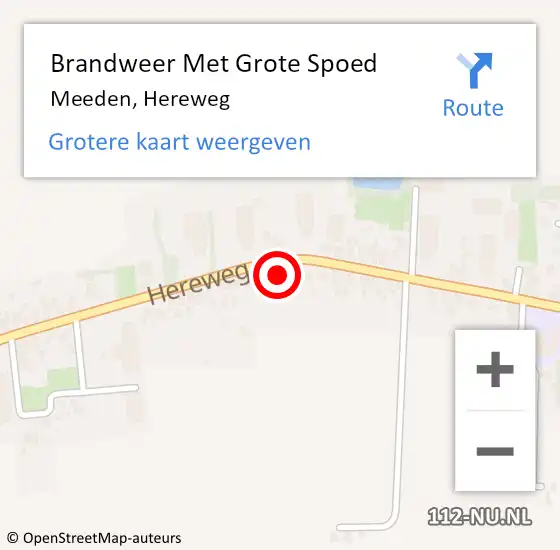 Locatie op kaart van de 112 melding: Brandweer Met Grote Spoed Naar Meeden, Hereweg op 16 mei 2022 10:26