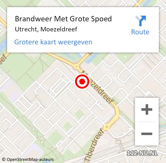 Locatie op kaart van de 112 melding: Brandweer Met Grote Spoed Naar Utrecht, Moezeldreef op 16 mei 2022 12:11