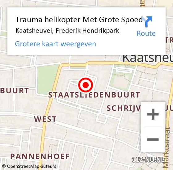 Locatie op kaart van de 112 melding: Trauma helikopter Met Grote Spoed Naar Kaatsheuvel, Frederik Hendrikpark op 16 mei 2022 12:19