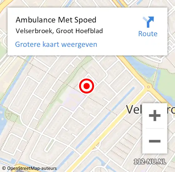 Locatie op kaart van de 112 melding: Ambulance Met Spoed Naar Velserbroek, Groot Hoefblad op 16 mei 2022 12:25
