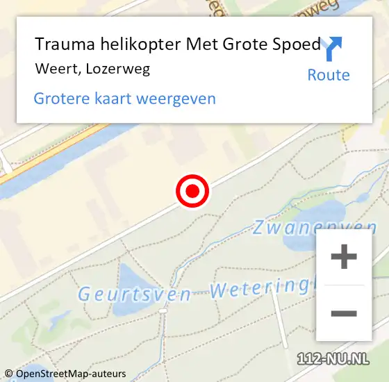 Locatie op kaart van de 112 melding: Trauma helikopter Met Grote Spoed Naar Weert, Lozerweg op 16 mei 2022 14:03