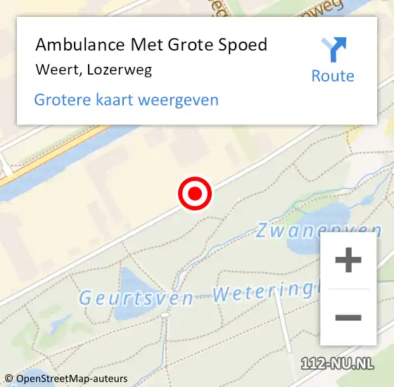 Locatie op kaart van de 112 melding: Ambulance Met Grote Spoed Naar Weert, Lozerweg op 16 mei 2022 14:05