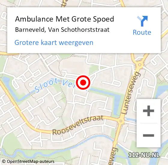 Locatie op kaart van de 112 melding: Ambulance Met Grote Spoed Naar Barneveld, Van Schothorststraat op 16 mei 2022 14:10