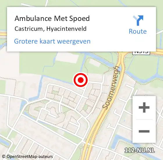 Locatie op kaart van de 112 melding: Ambulance Met Spoed Naar Castricum, Hyacintenveld op 16 mei 2022 15:09