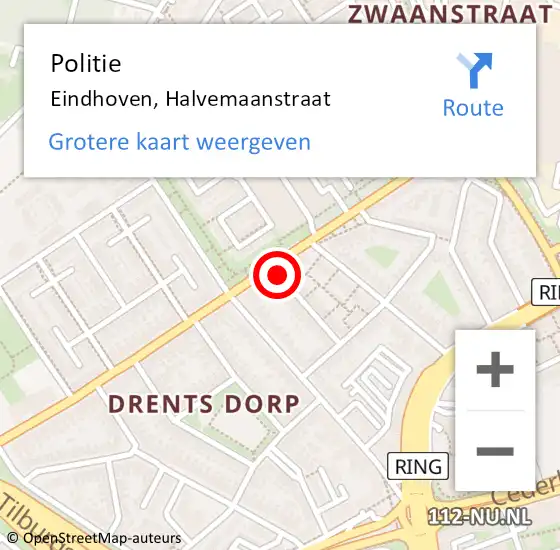 Locatie op kaart van de 112 melding: Politie Eindhoven, Halvemaanstraat op 16 mei 2022 16:28