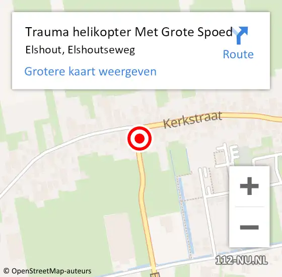 Locatie op kaart van de 112 melding: Trauma helikopter Met Grote Spoed Naar Elshout, Elshoutseweg op 16 mei 2022 18:51