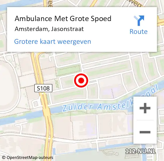 Locatie op kaart van de 112 melding: Ambulance Met Grote Spoed Naar Amsterdam, Jasonstraat op 16 mei 2022 19:27