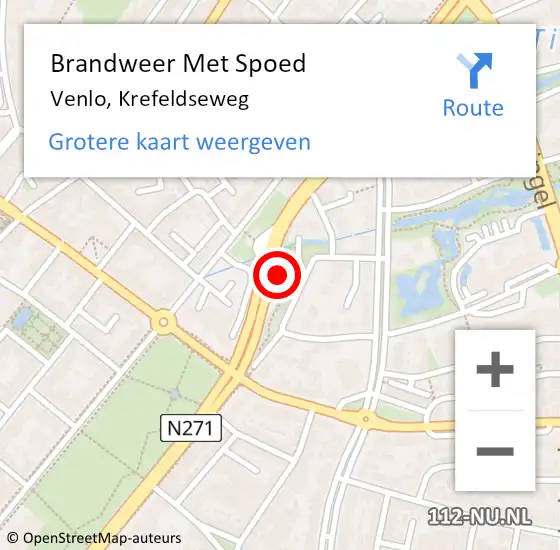 Locatie op kaart van de 112 melding: Brandweer Met Spoed Naar Venlo, Krefeldseweg op 16 mei 2022 20:21